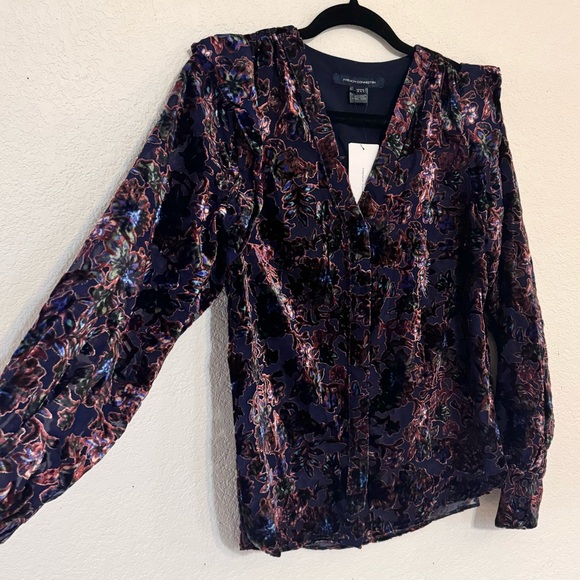 NEW French Connection Indigo Hayden Burnout Top Size 8 Women’s Medium - Picture 9 of 13